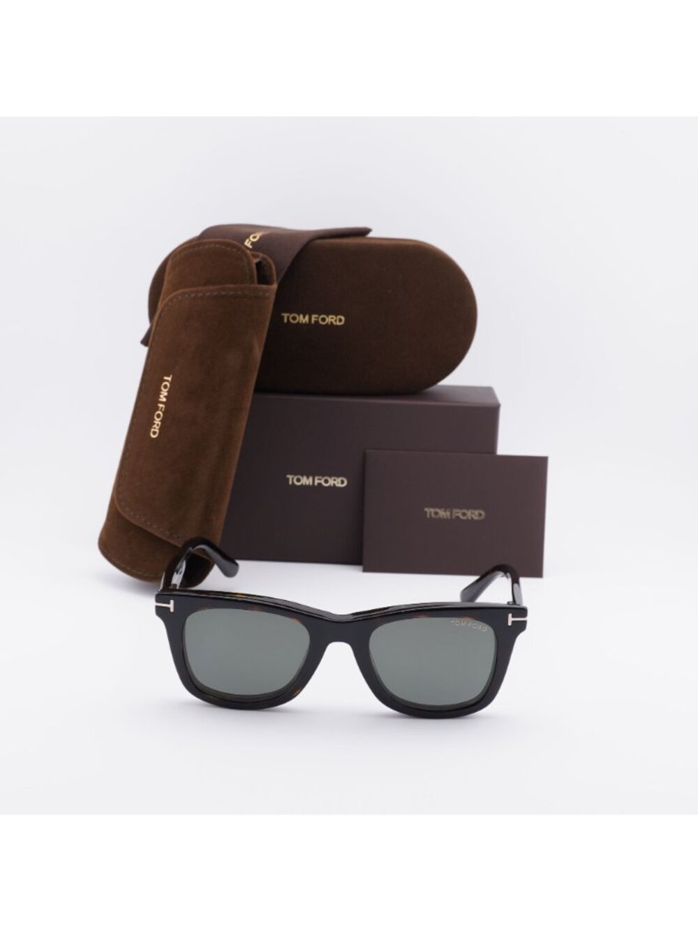Tom Ford FT5970-B 052 Square Eyeglasses 50mm - Havana / Clear with Green Clip-on - Picture 6 of 9